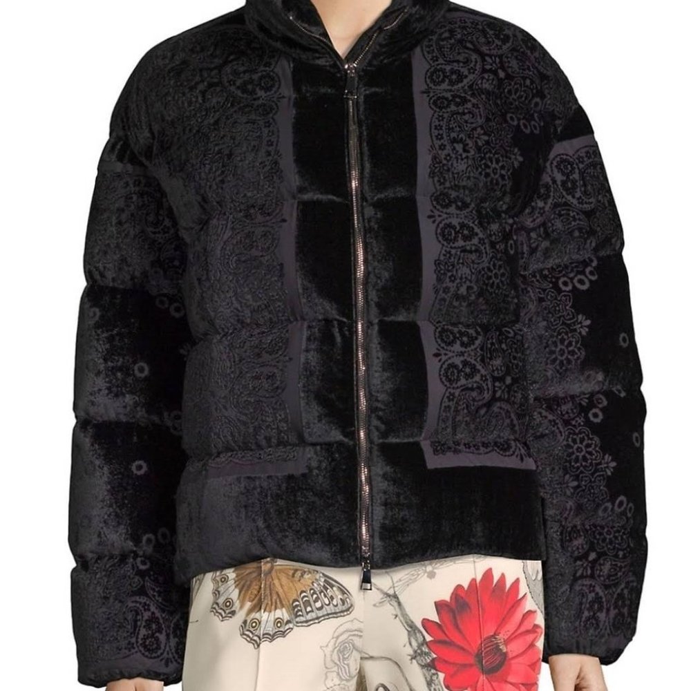 Moncler Labbe Giubbotto Velvet Quilted Puffer Coat